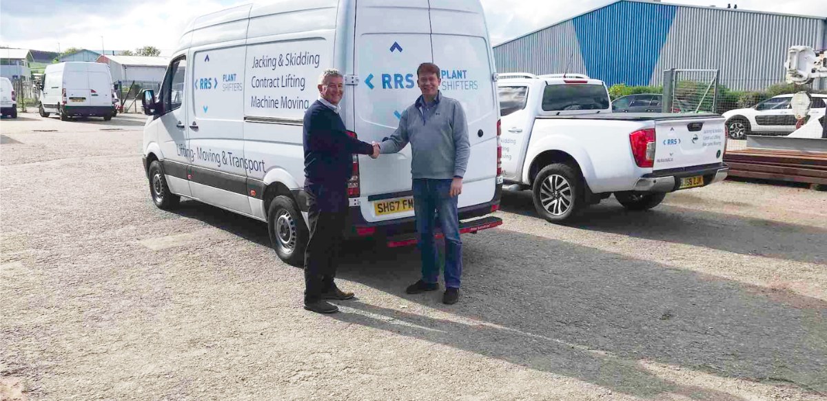 contact us banner showing Paul shaking hands in front of plant shifters van